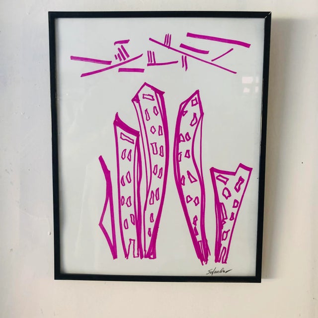 Erik Sulander Surrealist Cityscape Original Ink on Paper by Erik Sulander, 11x14 For Sale - Image 4 of 4