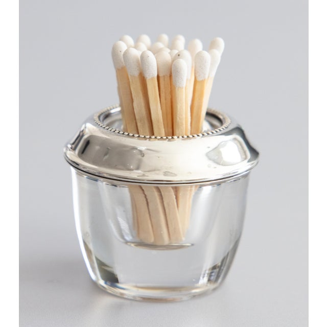 Traditional Vintage Sterling Silver & Glass Match Striker Holder For Sale - Image 3 of 8