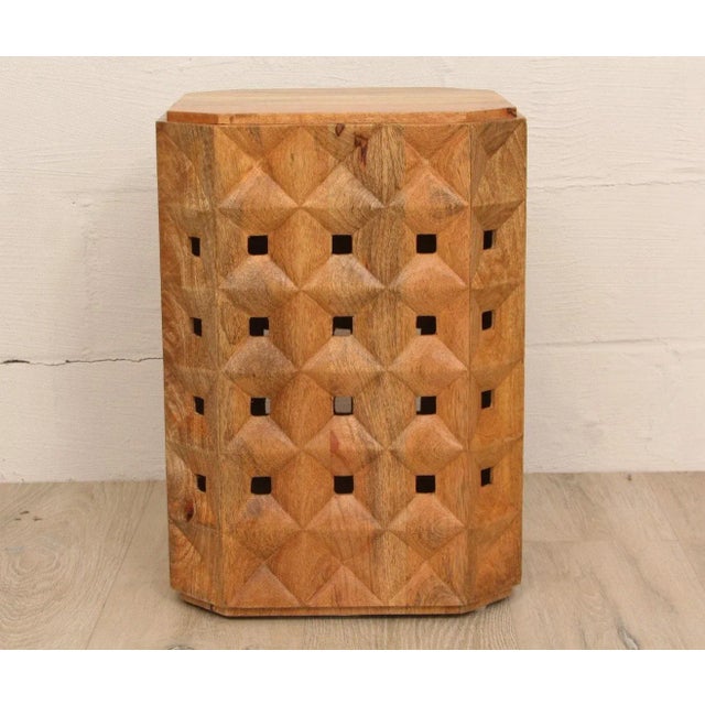 West Elm Carved Wood Side Table Chairish