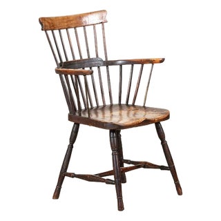 19th Century English Vernacular Yew & Fruitwood Stick Back Windsor Chair, 1800s For Sale
