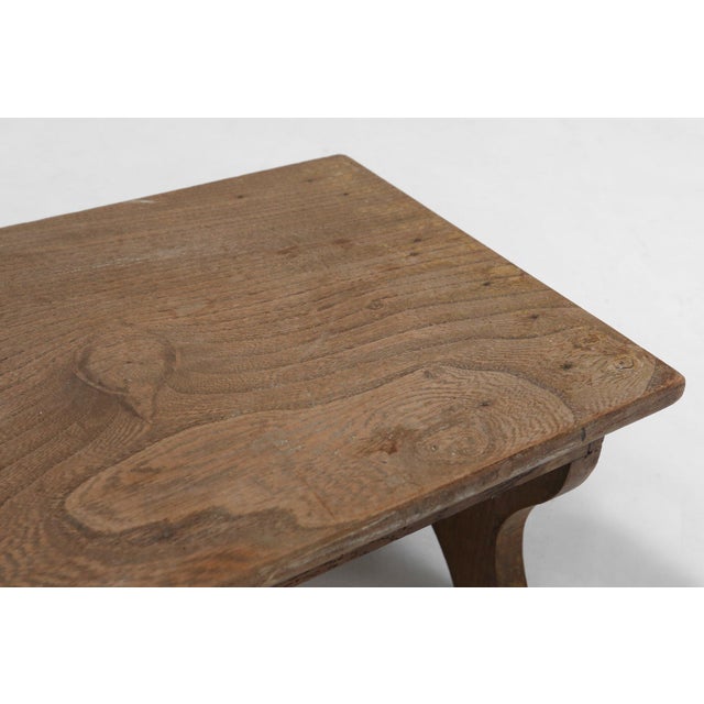 Small Rustic Wooden Stool with Curved Base, France, 1900s For Sale - Image 6 of 11