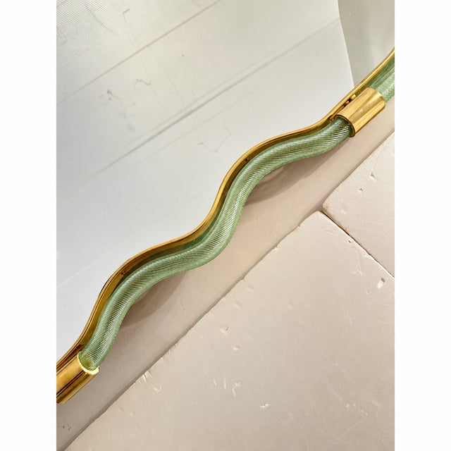 Murano Exclusive SimoEng Designer Mirror With Green Torciglione Murano Glass For Sale - Image 4 of 10