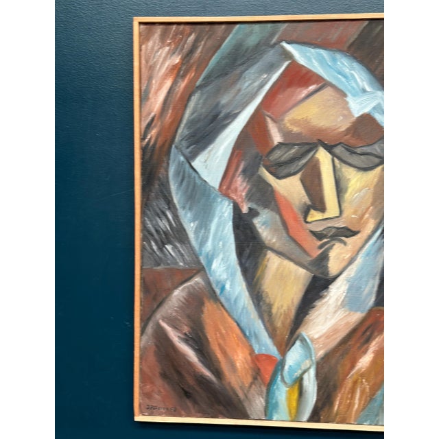 Mid-Century Modern Jan Pålsson, Cubist Woman Portrait, 1980, Oil Painting on Canvas, Framed For Sale - Image 3 of 18