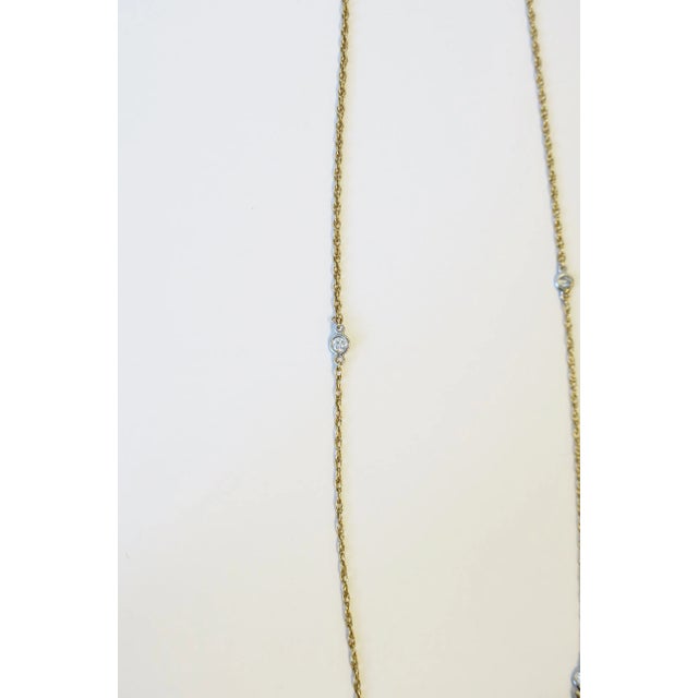 Antique Old European Cut Diamond Necklace, Five Bezel-Set Diamonds, 14k Gold Chain For Sale - Image 10 of 12