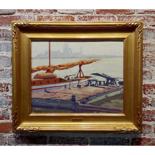 Samuel Hyde Harris -Sail Boat Resting at the Marina -Oil Painting For Sale - Image 12 of 12