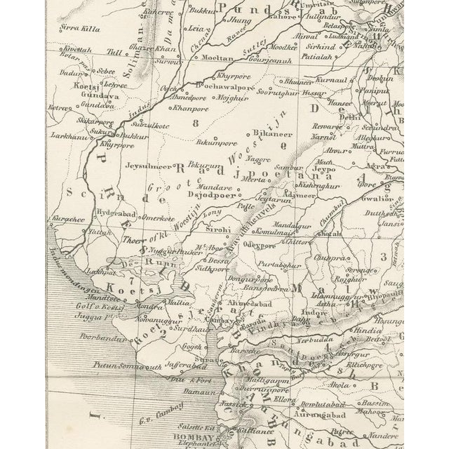 19th Century Antique Map of British India with Princely States and Railways, 1859 For Sale - Image 5 of 9