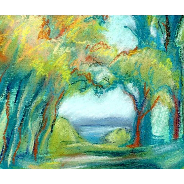 Contemporary Framed Impressionist Original Pastel Painting of Colorful Plein Air Landscape, "Autumn Avenue" For Sale - Image 3 of 6