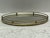 Vintage oval gold toned mirror tray with raised border and ball accents, and felt covered bottom. 1960s to 1970s era....