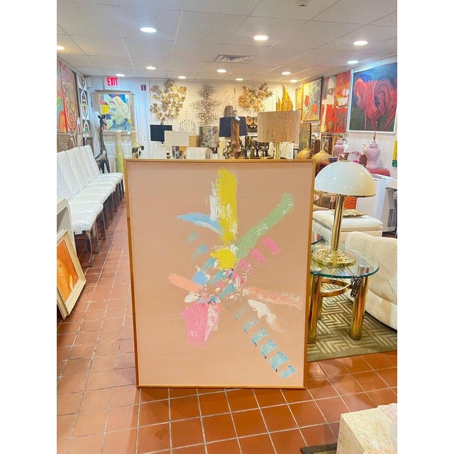 Large Signed Post Modern Abstract Expressionist Painting 1980's For Sale - Image 4 of 18