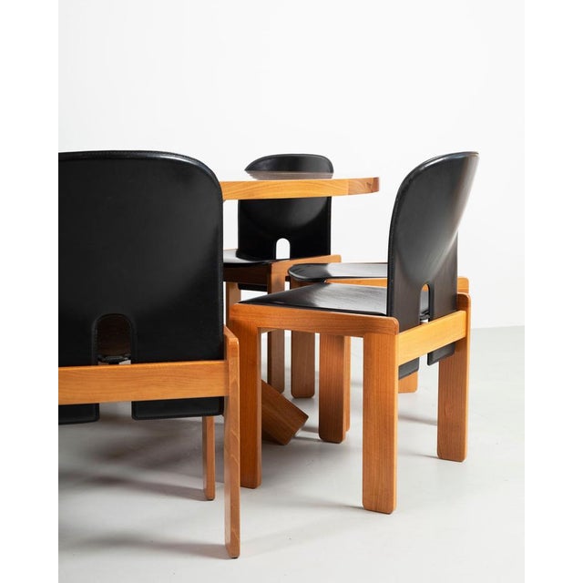 Black Model 121 Chairs in Black Leather by Tobia & Afra Scarpa for Cassina, 1970s, Set of 8 For Sale - Image 8 of 9