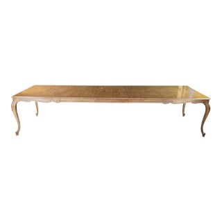 1980s Drexel Heritage French Provincial Oak Parquetry Avalon Extendable Dining Table For Sale