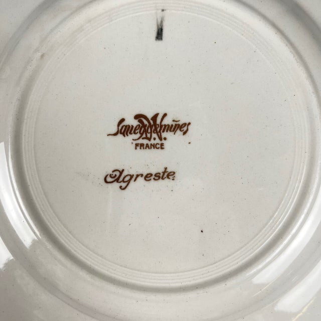 Ceramic Antique Agreste Dinner Plates from Sarreguemines, 1890s, Set of 4 For Sale - Image 7 of 12