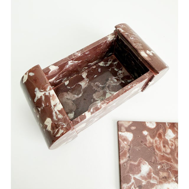 1940s Art Deco Rosso Marble Vanity Box With Rounded Sides For Sale - Image 12 of 13