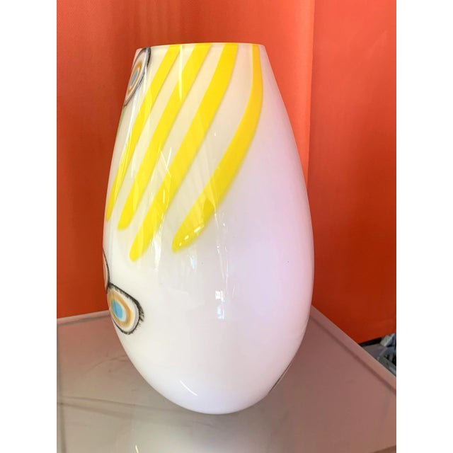 Murano Contemporary Milky-White Murano Glass Style Table Lamp With Multicolored Reeds Vase For Sale - Image 4 of 12