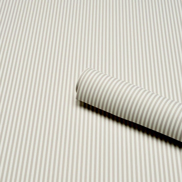Contemporary Schumacher Emma Stripe Narrow Wallpaper In Stone For Sale - Image 3 of 4