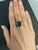 Fancy Vivid Green Emerald Shape Step Cut Emerald Diamond Cocktail Statement Unique 18 Karat Yellow Gold Solitaire Ring *...