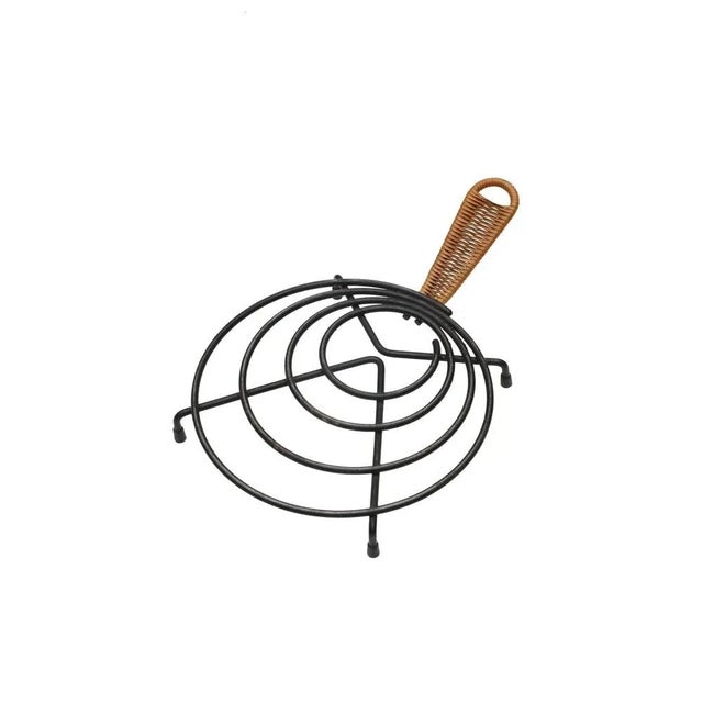Danish Modern Pot Coaster with Rattan Braid by Laurids Lønborg, 1950s For Sale - Image 4 of 4
