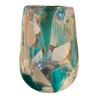 Mid 20th Century Hand Blown Confetti Glass Vase For Sale