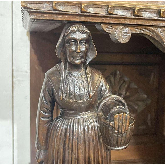 Wood Early 20th Century Breton Two-Part Buffet in Chestnut Wood For Sale - Image 7 of 18