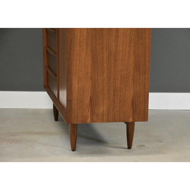 Brown 1950s Refinished Danish Modern Teak Armoire Dresser by Falster For Sale - Image 8 of 14