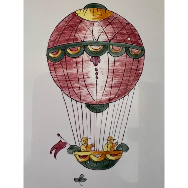 French Country 1990s French Country Pierre Deux Hot Air Balloon Handpainted Platter by Segries Moushers For Sale - Image 3 of 18