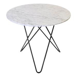 White Carrara Marble and Black Steel Dining O Table by OxDenmarq
