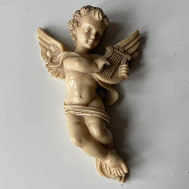 Victorian Antique Victorian Celluloid Angel Playing Harp Figurine For Sale - Image 3 of 7