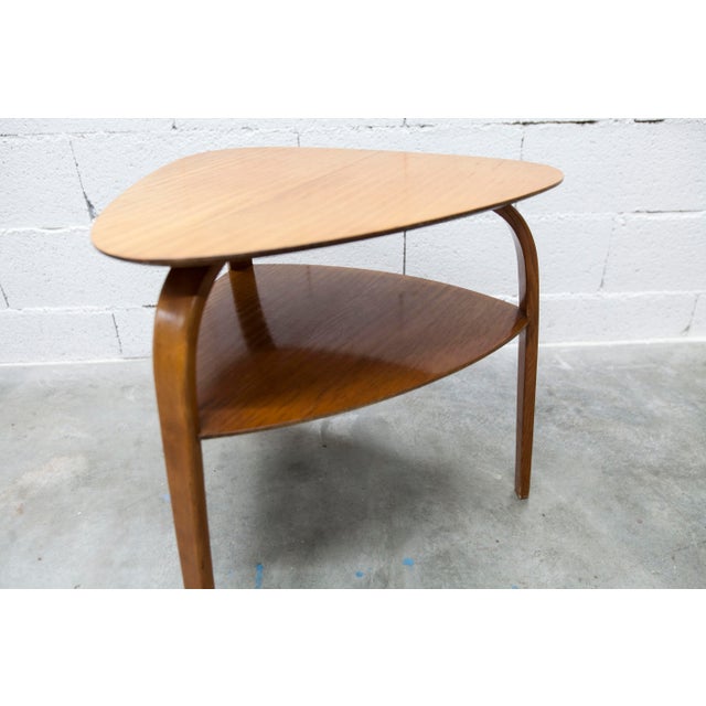 Wood Bow Wood Tripod Pedestal Table by Steiner for Baumann, 1960 For Sale - Image 7 of 9
