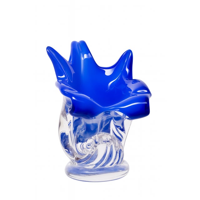 Blue Hand-Shaped Glass Vase, 1970s For Sale - Image 6 of 6