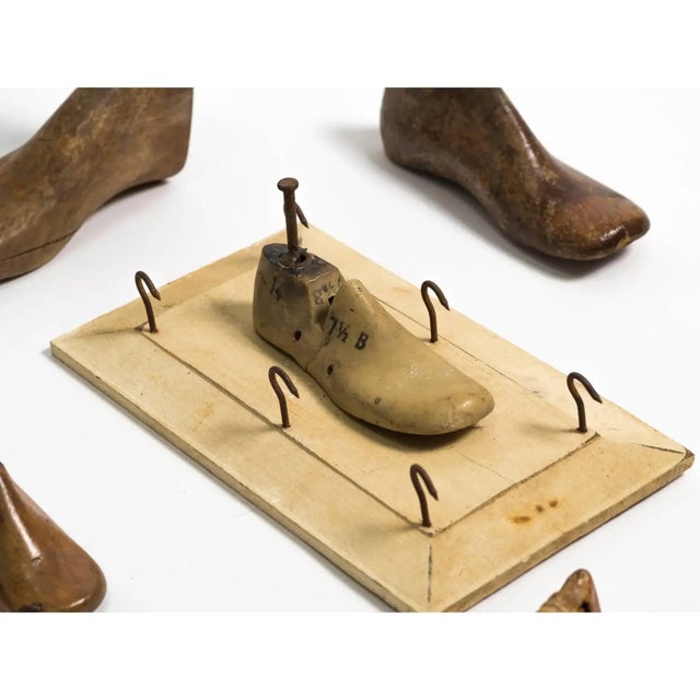 Brown Antique French Cobbler’s Wooden Children’s Shoe Molds—Set of 17. For Sale - Image 8 of 11