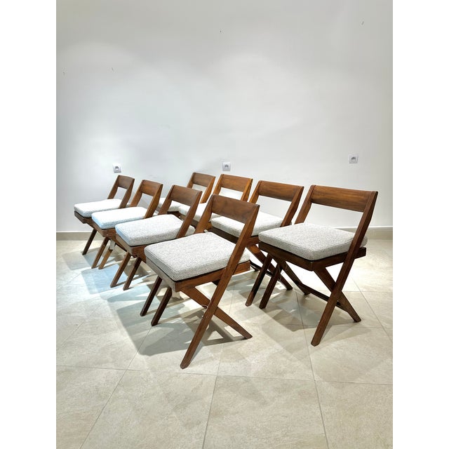 1950s Vintage Library Chairs by Pierre Jeanneret, 1950s, Set of 8 For Sale - Image 5 of 13