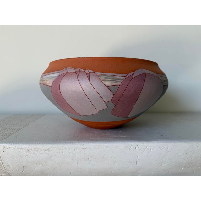 Pink 1984 Vintage Studio Pottery Ceramic Bowl, Signed For Sale - Image 8 of 12