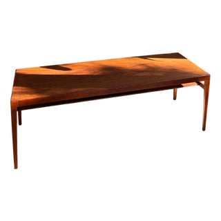 Large Wooden Coffee Table with Shelf by Ludvig Pontoppidan, Denmark, 1960s For Sale