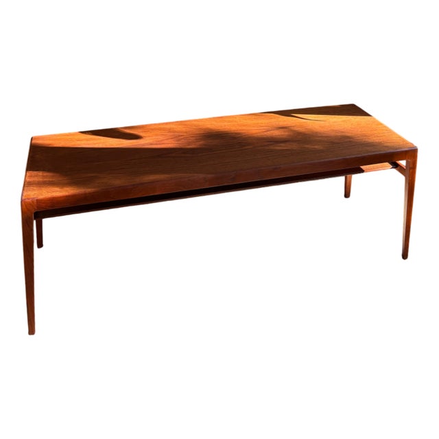 Large Wooden Coffee Table with Shelf by Ludvig Pontoppidan, Denmark, 1960s For Sale