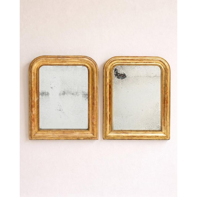 Small 19th Century French Gilt Rouge Louis Philippe Mirrors, Set of 2 For Sale - Image 3 of 14
