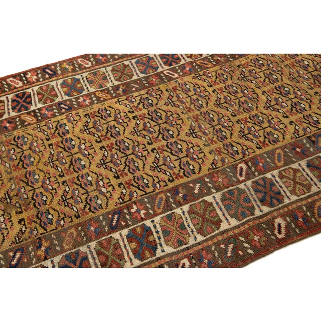 Antique Malayer Wool Runner in Tan With Allover Pattern For Sale - Image 4 of 8