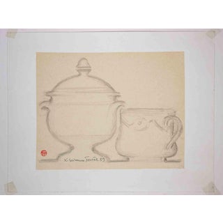 Suzanne Tourte, Still Life, Pencil Drawing, Mid-20th Century For Sale
