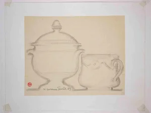 Suzanne Tourte, Still Life, Pencil Drawing, Mid-20th Century