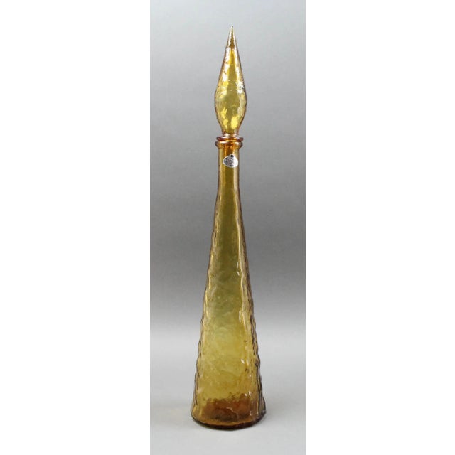 Glass Guildcraft Italy Amber Empoli Glass Decanter Genie Bottle Mid Century Modern For Sale - Image 7 of 7