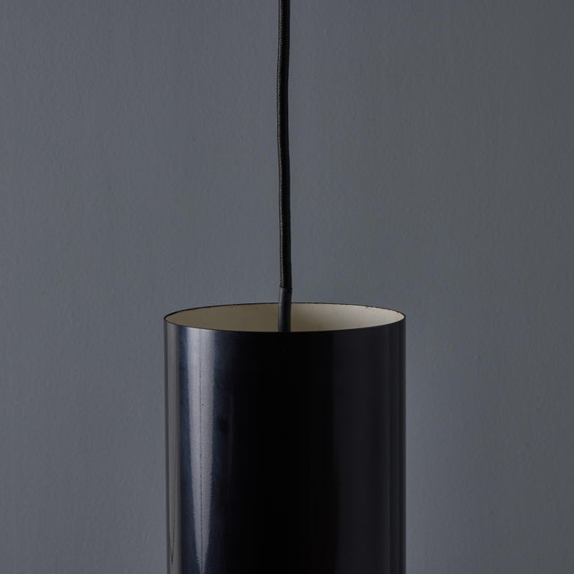 1960s Model 16513 Black Metal Cylindrical Pendants by Eila and John Meiling for Louis Poulsen For Sale - Image 11 of 13
