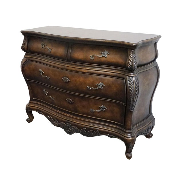 POWELL FURNITURE Burnished French Baroque Inspired Contemporary 50" Bombe Chest of Drawers 39" High 50.75" Wide 20" Deep...