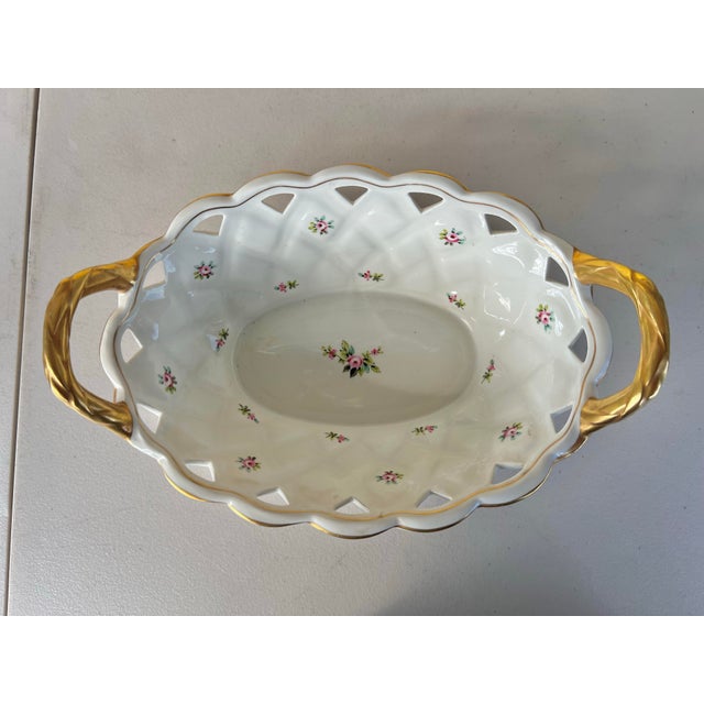 1970s Vintage Floral Oval Porcelain Bowl For Sale - Image 5 of 6