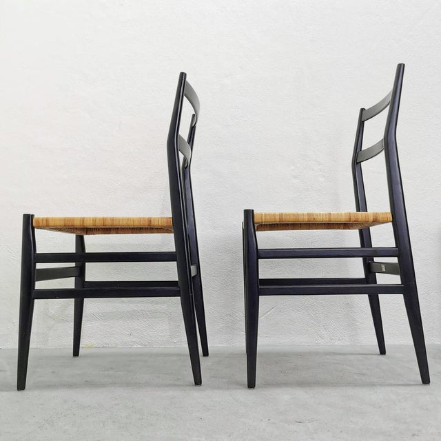 Mod. 646 Dining Chairs in Black Ash and Straw by Gio Ponti for Cassina, 1952, Set of 4 For Sale - Image 13 of 18