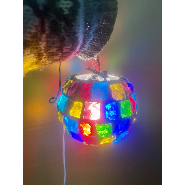 Glass Peter Marsh Brutalist Hanging Colored Glass Chunk Fragment Globe Pendant Light For Sale - Image 7 of 12