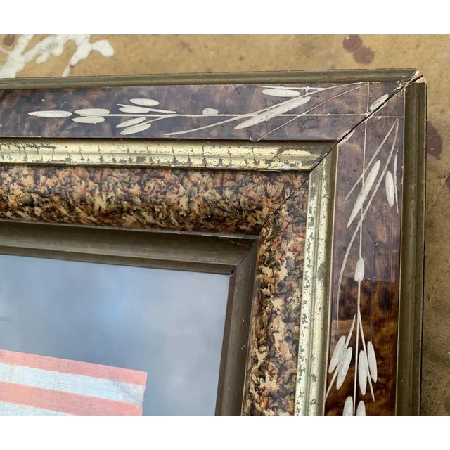Authentic Antique 1876 Framed 13 Star Centennial Parade Flag Rare For Sale - Image 4 of 9