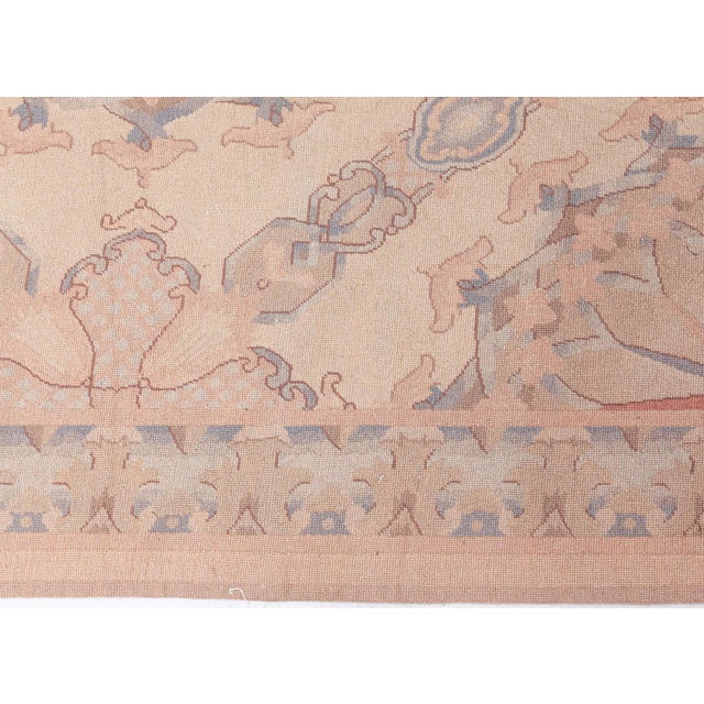 Contemporary Aubusson Design Beige and Blue Needlework Rug by Doris Leslie Blau For Sale - Image 4 of 7