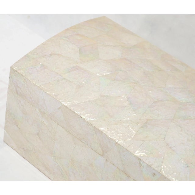 Off-white Mid 20th Century Large Dome Shape Mother of Pearl Decorated Jewelry Box or Small Truck For Sale - Image 8 of 12