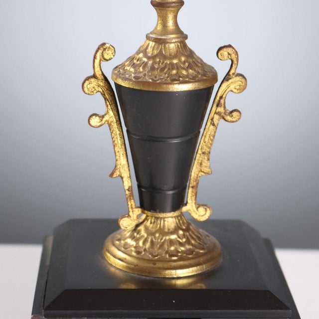 Marble & Gilt Clock with Candleholders, Set of 3 For Sale - Image 11 of 14