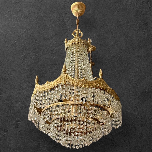 Antique Empire Crystal Chandelier, 1900 For Sale - Image 4 of 8