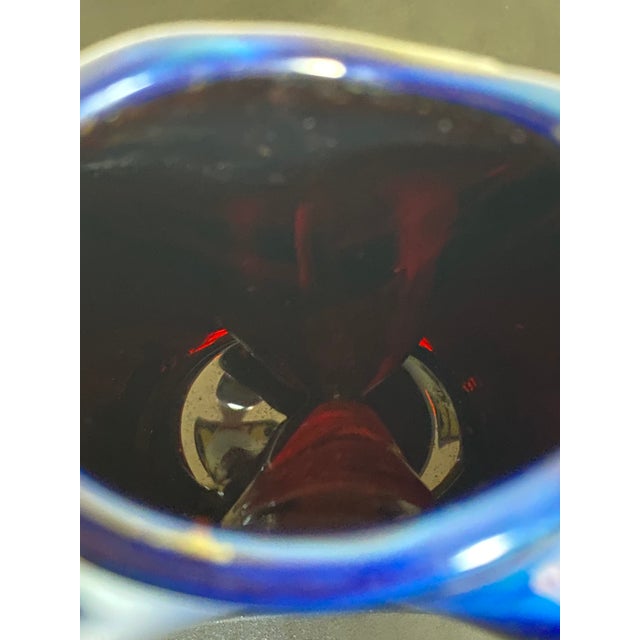 Signed Joan Reep Cobalt Silver Glass Studio Art Glass Vase For Sale - Image 13 of 15